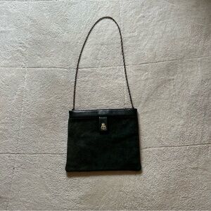 Vintage Crown Lewis Green Leather Shoulder Bag